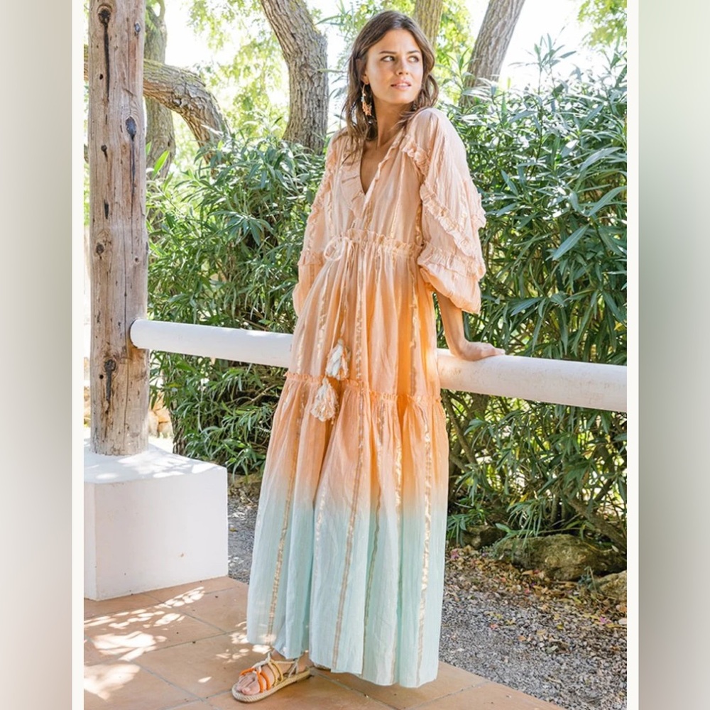 Miss June Paris NEW Ombre Metallic Stripe Maxi Chelly Dress NWT One Size